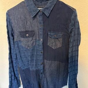 Blue Patchwork Denim Shirt
